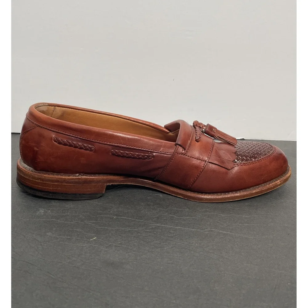 ALLEN‎ EDMONDS CODY Kiltie Tassel Loafers 9.5 D Brown Woven Leather Men's Shoes